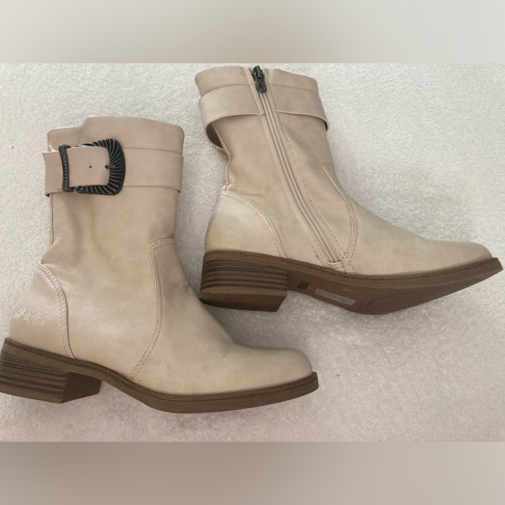 Classic Cream Ankle Booties with Buckle Detail